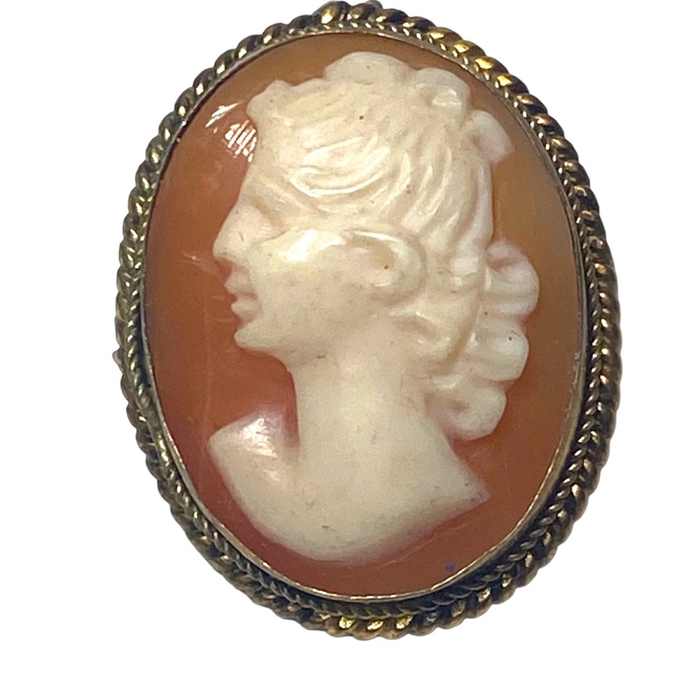 Authentic Vintage Cameo Oval Brooch Pin Pendant Marked 800 10kt Over Sterling